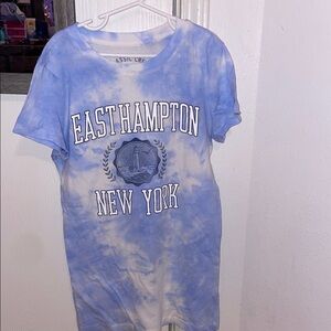 Aeropostale Blue and White Tie-Dye Short Sleeve Tee